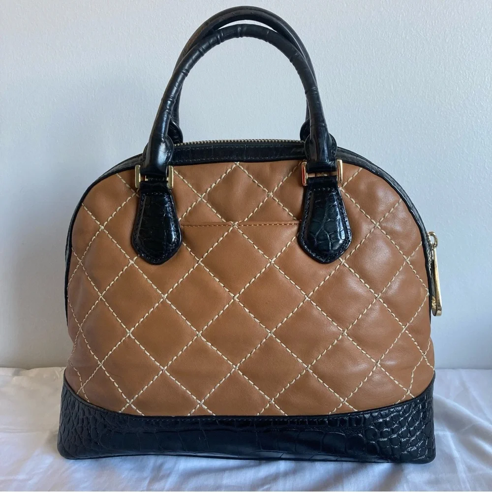 MICHAEL KORS Acorn Croc Quilted Dome Tote Selma Hamilton Raven Jet Set